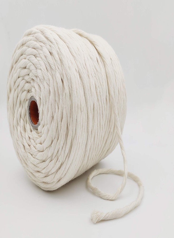 BOBBINY خيط مكرمية قطني أحادي الشعيرة من بوبيني | خيط مكرمية للأعمال اليدوية، والمكرمية، وغيرها من المشاريع | أبيض كريمي | 4 مم، 100 متر - Image 2